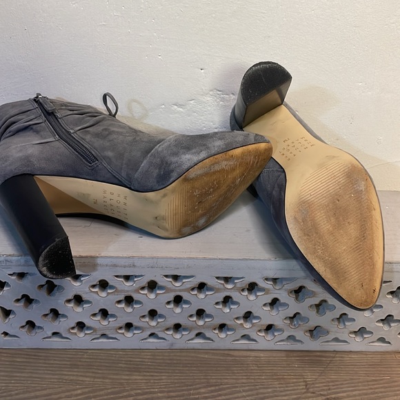 White House Black Market Grey Suede Zip Ankle Boot 3.5 inch Heel. #0201 - Picture 6 of 8